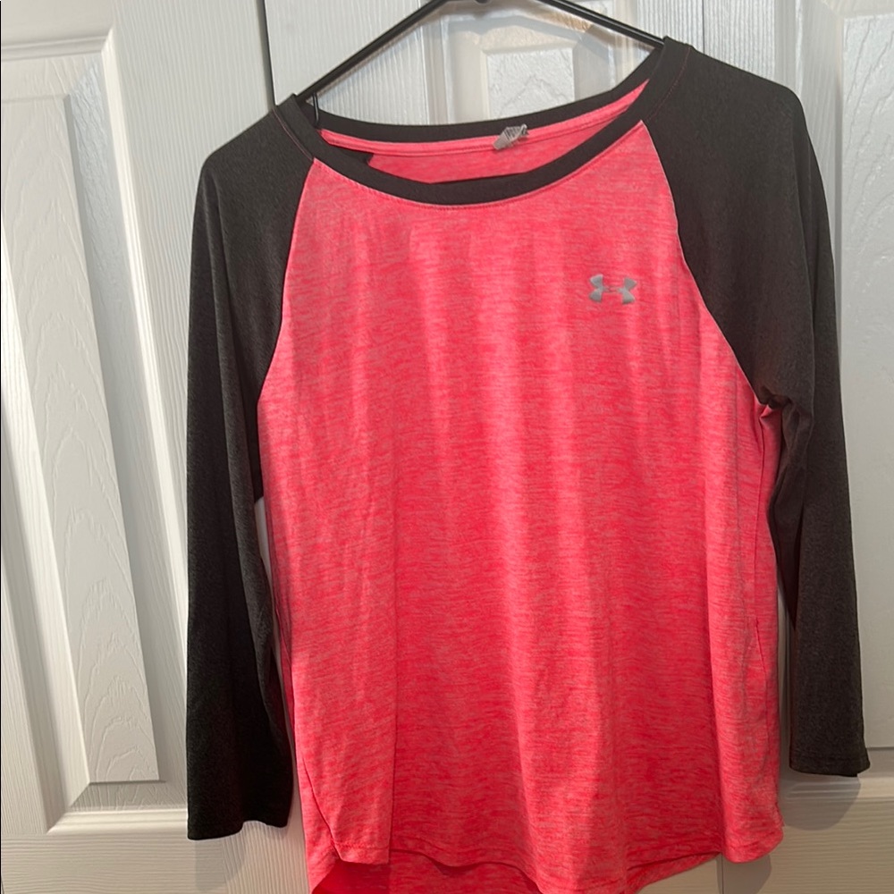 Under Armour Pink and Black Raglan T-Shirt